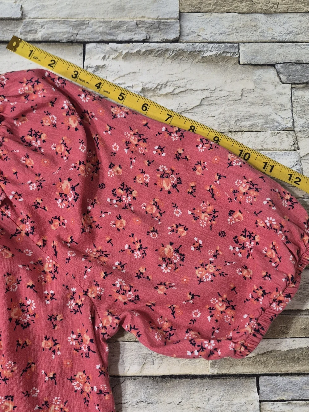 St. John's Bay Peasant Blouse Women's L Pink Floral Boho Cottagecore Puff Sleeve